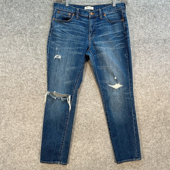 Madewell Denim - Madewell Jeans Womens 29 The Slim Boyjean Midrise Medium Wash Distressed